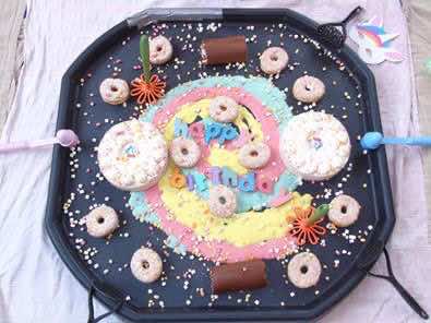 Birthday cake messy play tray