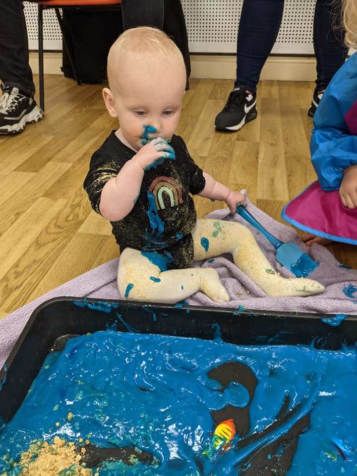 Messy Play Tray idea - Beach themed