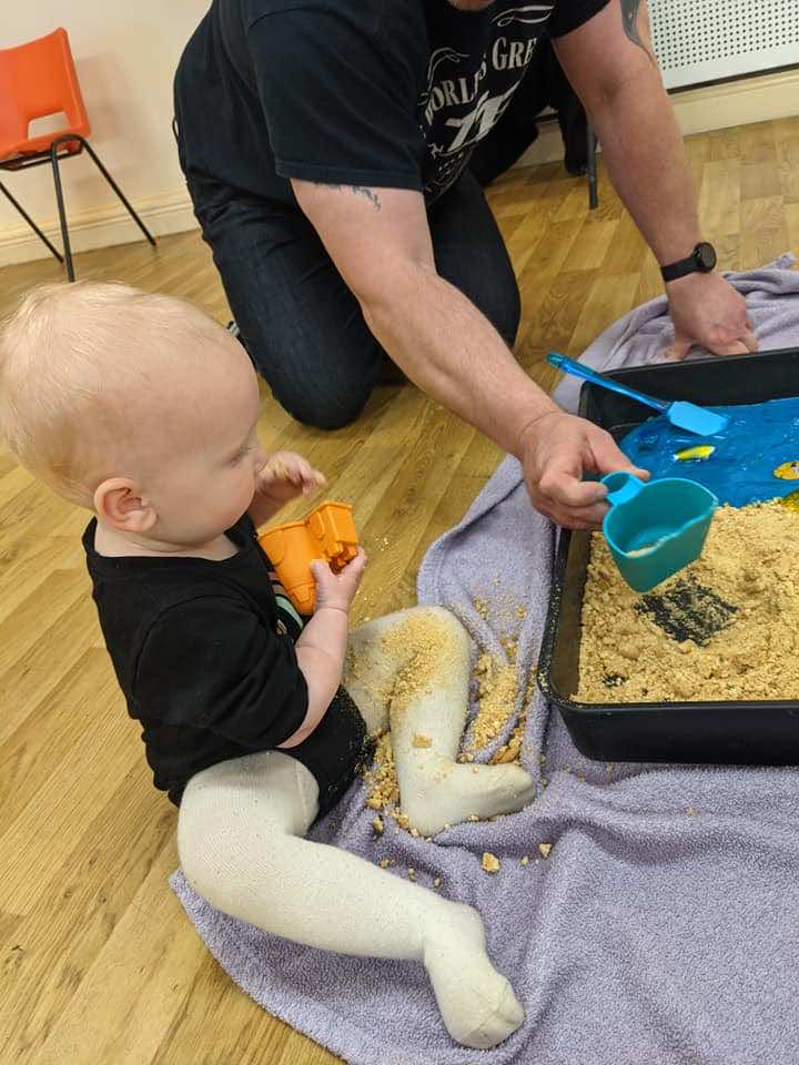 Messy Play Tray idea - Beach themed