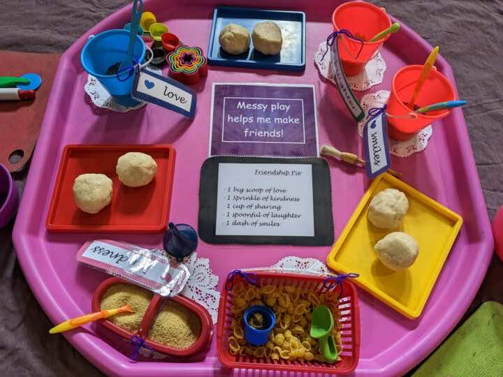 A tuff tray activity for happy children 