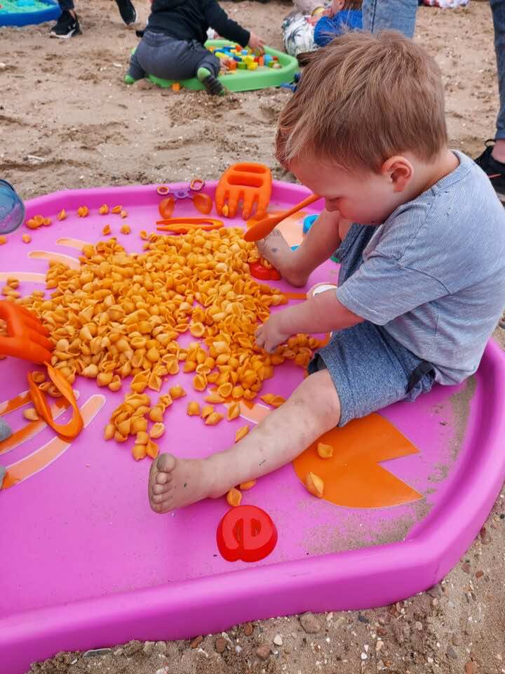 Pasta play at the beach