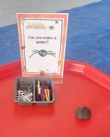 Playdough spider october activity from Little Learners 