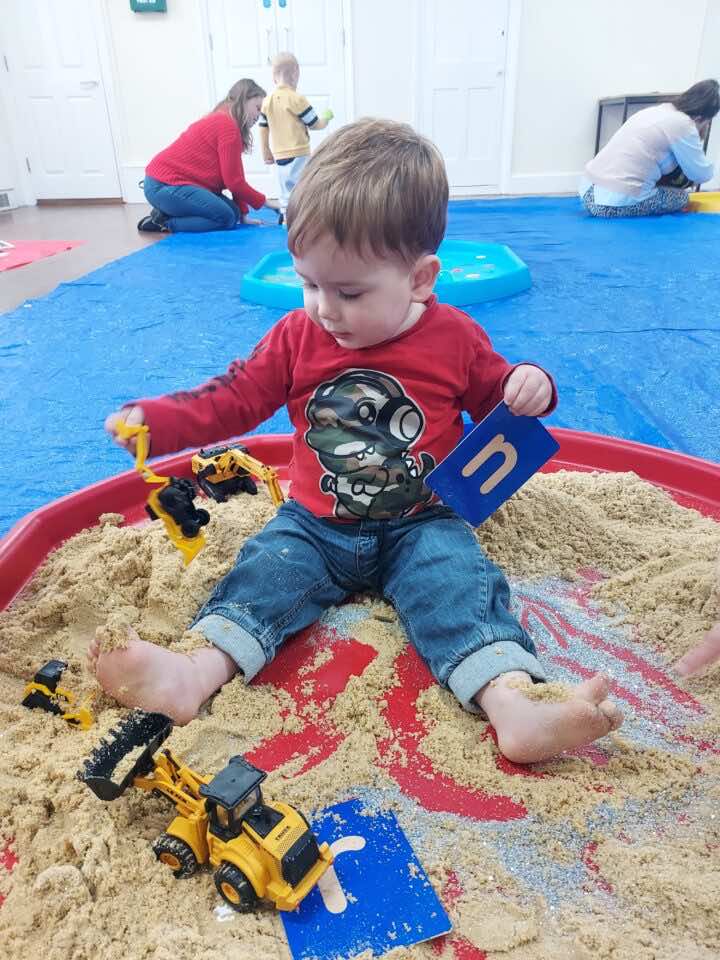 Sand is a great not so messy activity!