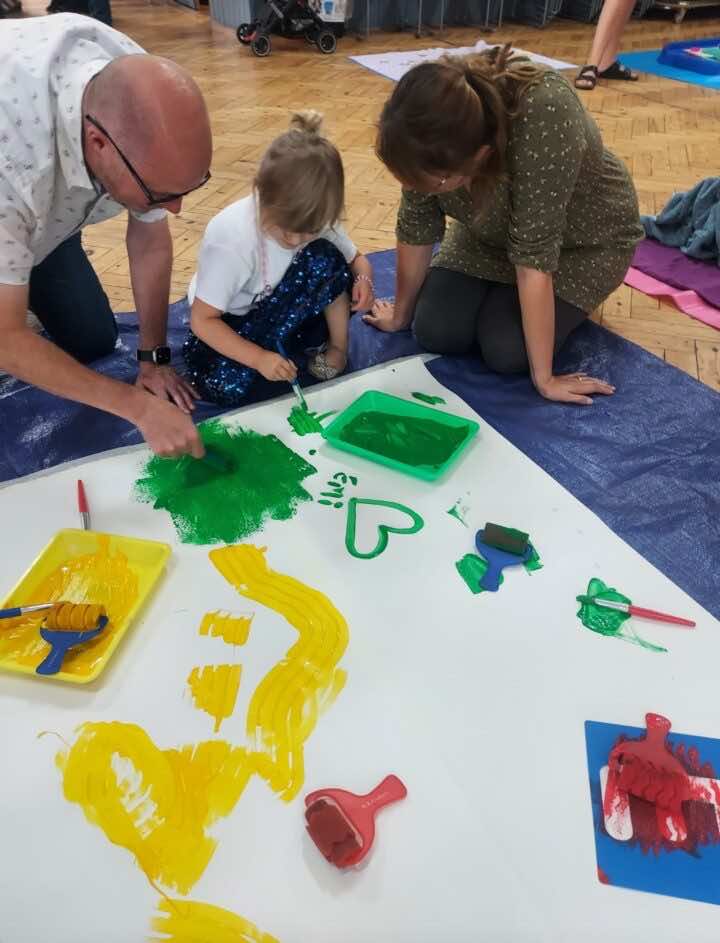 Family painting together